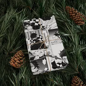 Brave Demon Slayer Tanjirou of Kimetsu no Yaiba in Black and White Manga Wrapping Papers | Gift for him and her, Neutral | Anime, Weeaboo