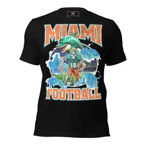 Miami Football Fan Gift T-Shirt Skeleton Player Fish Sports Apparel 100% Cotton Pre-shrunk Fabric Vintage Miami EST 1966 Tee