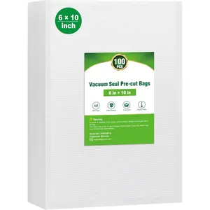 Vacuum Sealer Bags for , 100 Count Pint 6" x 10" Commercial Grade PreCut Bag,   Vac Bags for Storage, Meal Prep or Sous Vide
