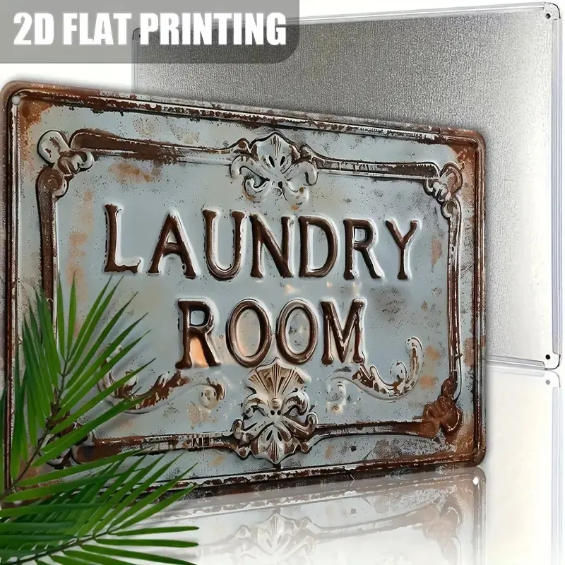 1pc 2D Plane Rustic Vintage Metal Laundry Room Sign, 12inch x 8inch, 3D Embossed, Laundry Signs Wall Decor, Perfect for Home Farmhouse Decor, Laundry Room Accessories, Wall Metal Plaque, Decorative Plaque