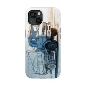 Blueprint Semi Truck Phone Case | Heavy Truck Illustration, Industrial Transport