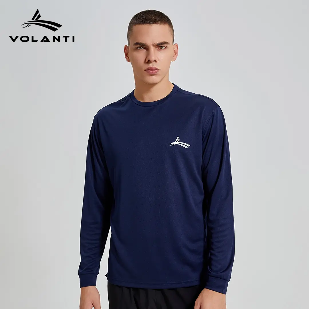 Volanti Mountain Quick-Dry Long-Sleeve Sweatshirt  | Quick-drying, breathable, moisture-wicking, ultra-lightweight, zero-pressure classic , suitable for fitness, road running, marathon, track and field training Men's UV Protective Active Long Sleeve Shirt
