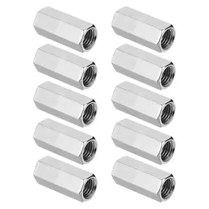 PATIKIL 5/16"-18 UNC Hex Coupling Nuts, 10Pcs 0.98" Long Fully Threaded Rod Coupling Nut Studding Connector Fasteners Galvanized Carbon Steel