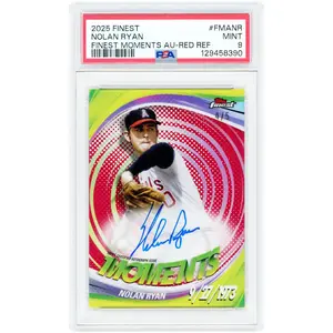 Nolan Ryan California Angels Autographed 2025 Topps Finest Finest Moments Red Refractor #FMA-NR #4/5 PSA Authenticated 9 Card - Fanatics Authentic Certified