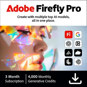 Adobe Firefly Pro | 4,000 Monthly Generative Credits | 3-Month Subscription [PC/Mac Online Code]