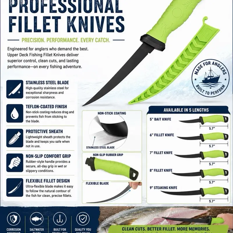 Professional Grade Fillet Knife with Ergonomic Handle and Sharp Blade Knives Steel
