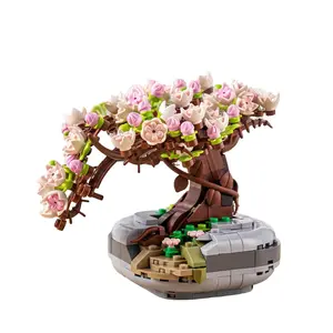 Sakura Potted Plant Building Model 426pcs Flower Bricks Building Blocks Set, Creative Eternal Flower Desktop Decoration, Home Decor, Educational DIY Toy, Holiday Gift, Miniature Set, Building Block Sets