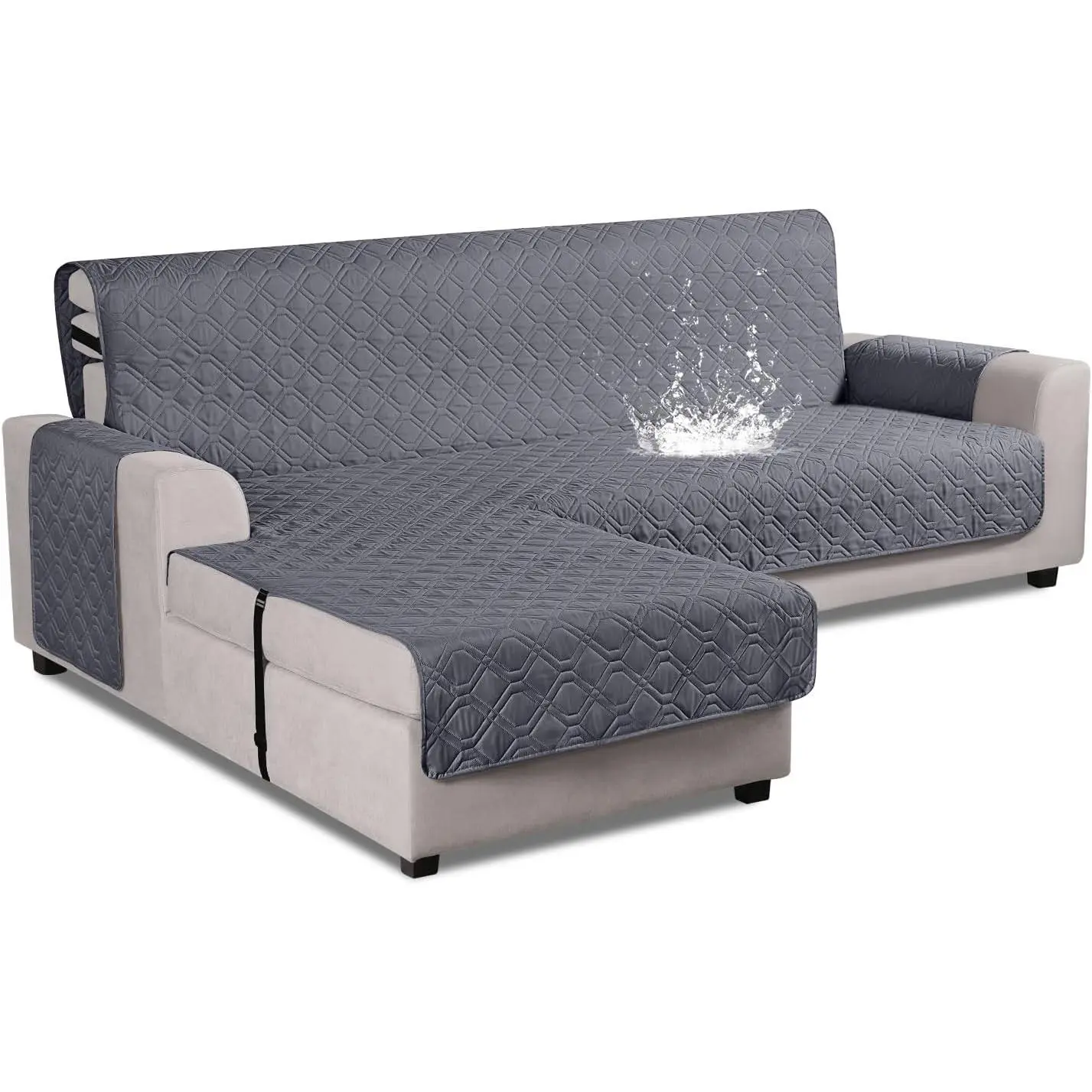 Sectional Couch Covers 100% Waterproof L Sofa Slipcover Reversible Chaise Cover for Sectional Sofa Cover for Pets Cat Dog(Small,Dark Gray)