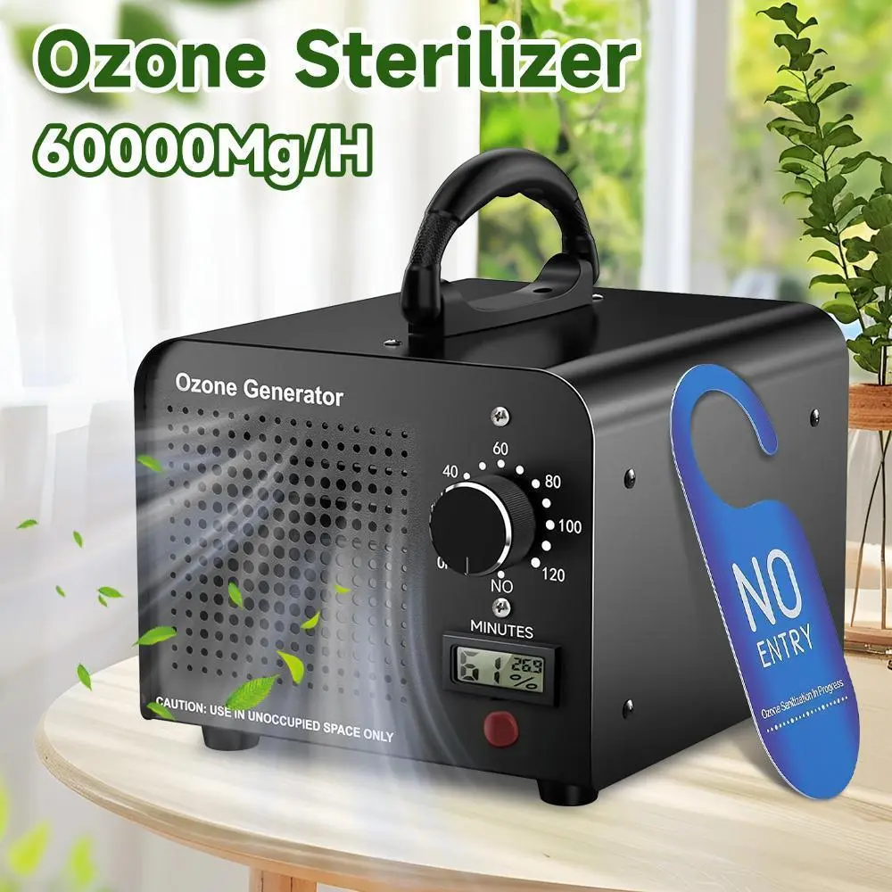 Commercial Type Ozone Generator - 60000mg/h High Output O3 Ionizer Air Purifier Deodorizer, Timer Control, 0-120 Minute Hold Continuous, 4500 Sq Ft Clean Coverage, 3.53lbs, 7.75x6.89"x6.3"in, for Home Paint Odor Removal#DealsForYouDays,sohochic