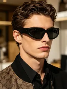 Punk Style Cat Eye Wrap Around Frame Sunglasses, Trendy Casual Mirror Lens Sunglasses for Everyday Use, Fashion Accessories for Outdoor Activities