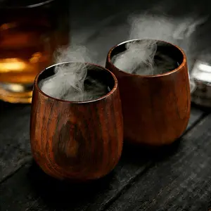 【2026 Gift】Wooden Whiskey Glass Gifts For Men - Charred Wood Bourbon Whiskey Glasses, Perfect  Who Have Everything, Gift for Dad or Boyfriend on Father's Day, Birthday, Christmas, Thanksgiving (1 Pack)