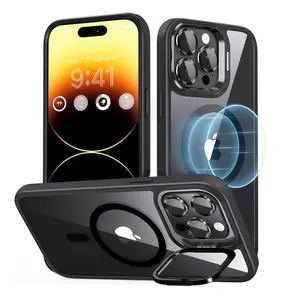 Shockproof Kickstand Heavy Duty Clear Case For Apple iPhone 17 Air 16 15 14 PLus 13 PRO 12 11 Pro Max Compatible With MagSafe Cover + Camera Lens Protector