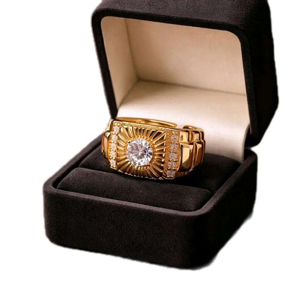 14k gold-plated ring can be unisex with zirconia