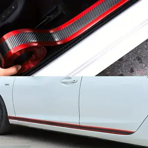3cmX1m Car Stickers Car Decals Anti Scratch Door Sill Protector Rubber Strip Carbon Fiber Car Threshold Protection Bumper Film Sticker Decal For Cars Vehicle Exterior Decoration