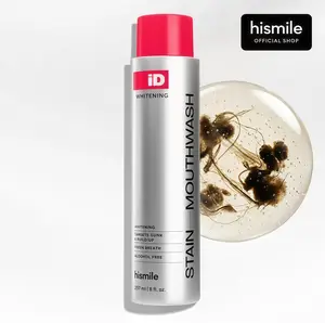 Hismile iD Stain Whitening Mouthwash for White Teeth CF, Freshens Breath with Essential Oils 237ml Daily