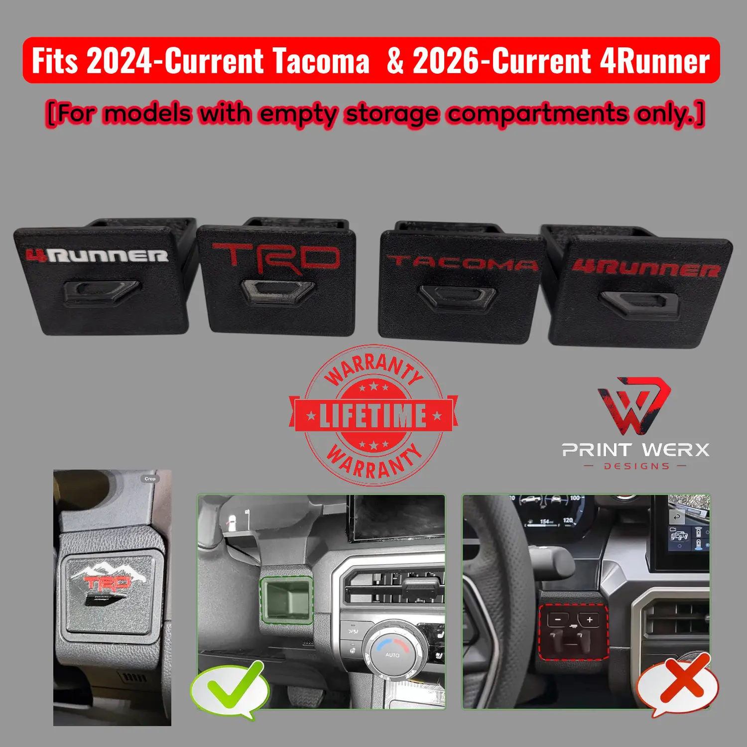 Storage Drawer Compatible with 2024-2026 Toyota Tacoma & 2025 2026 Toyota 4Runner Interior Accessories, Dash Cubby Organizer.
