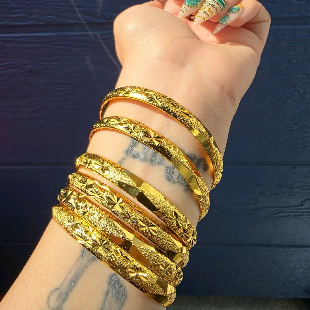 Gold Tone 3-Piece Stackable Bangle Bracelets with Open-and-Close Clamp, 90s Nostalgia Jewelry