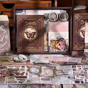 Funto Scrapbooking Kit: Perfect for Bullet Scrapbooking Materials Planner DIY Arts Craft Collage - 155 pcs Vintage Aesthetic Style Durable Paper for Journaling & Art