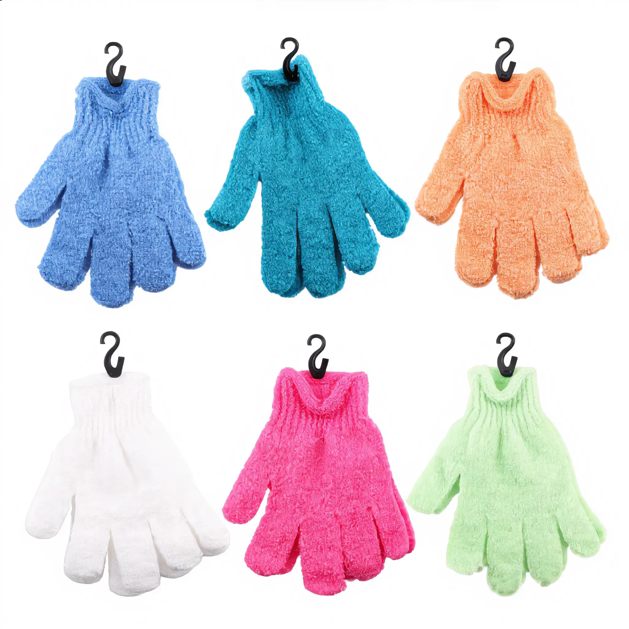 12 Pack Exfoliating Bath Gloves, Double-Sided Nylon Body Scrubber for Deep Clean and Spa Massage, Elastic Fit Shower Accessories with Hanging Loop