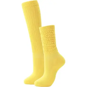 Slouch Socks for Women 80s 90s Knee High Soft Extra Long Scrunch Leg Warmers Size 9 to 10
