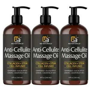 3PCS M3 Naturals Cellulite Massage Oil 8oz-Smooth the Appearance of Cellulite EI-Body Care & Skin Care Massage Oil Topical Collagen and Plant Stem CellBody Oil to Restore Texture and Elasticity-Soothing Body Oil