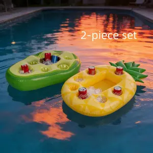 1/2Pcs Inflatable Floating Pool Ice Bar – Drink Cooler Float with Cup Holders & Ice Compartment, Hidden Air Nozzle for Summer Pool Party, Beach, Hot Tub & Backyard, Tropical Summer Essential for Party Lovers
