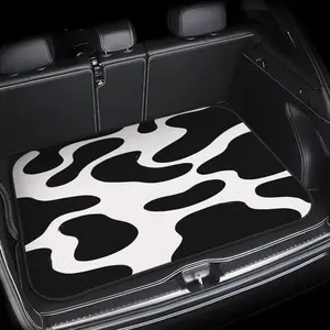 1pc Cow Print Print Car Trunk Mat Heavy Duty Machine Washable Universal Fit SUV Sedan Truck Extra Large Interior Protector for Travel Camping Pet Use Auto Accessories with Stable Grip