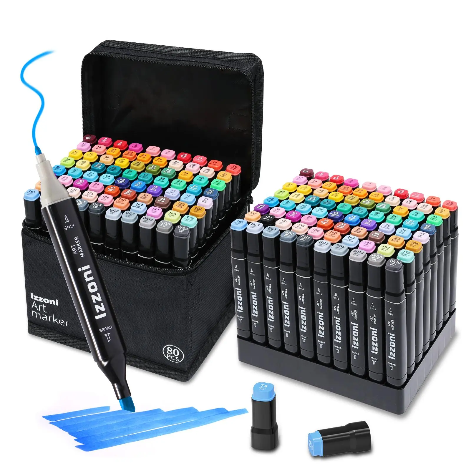 Alcohol marker pen Paint Markers Set, 80pcs,  Dual Tip & Fine Tip Paint Pens - Quick Drying & Waterproof - for Painting, Drawing, Coloring & DIY, Christmas Gift