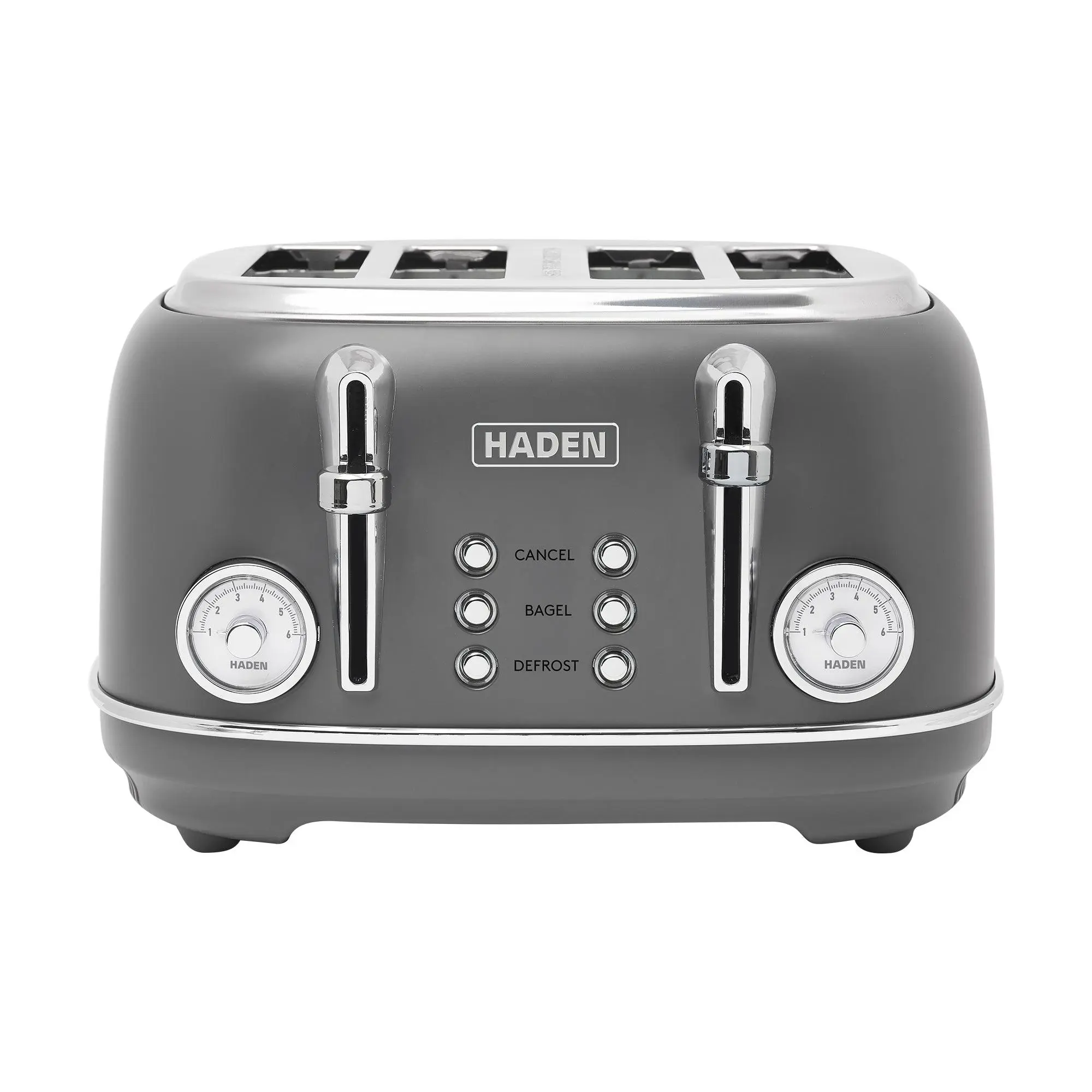 Haden Chelsea Stainless Steel 4 Slice Toaster, Extra Wide Slots, Grey & Chrome Haden Chelsea Stainless Steel 4 Slice Toaster, Extra Wide Slots, Grey & Chrome