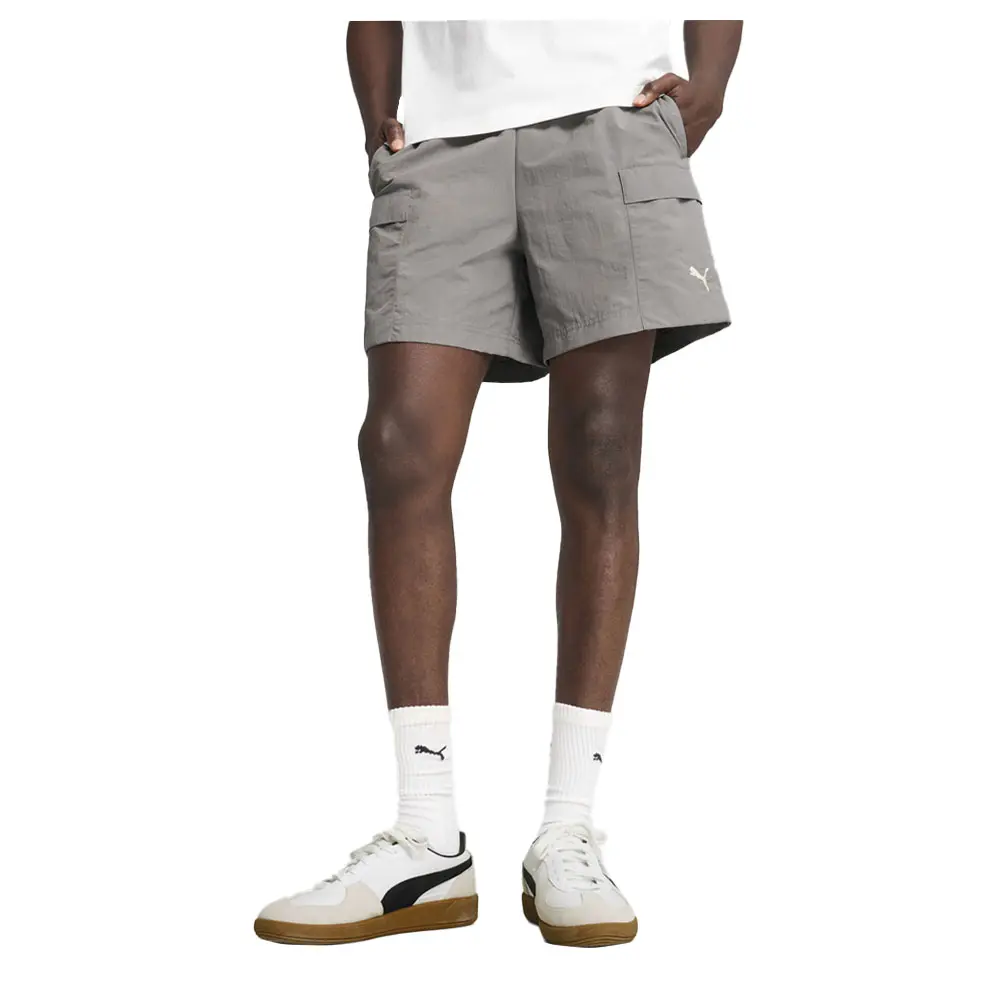 PUMA Mens Wardrobe Essentials Relaxed Cargo 6 Inch Woven Shorts Casual Bottoms Casual - Grey