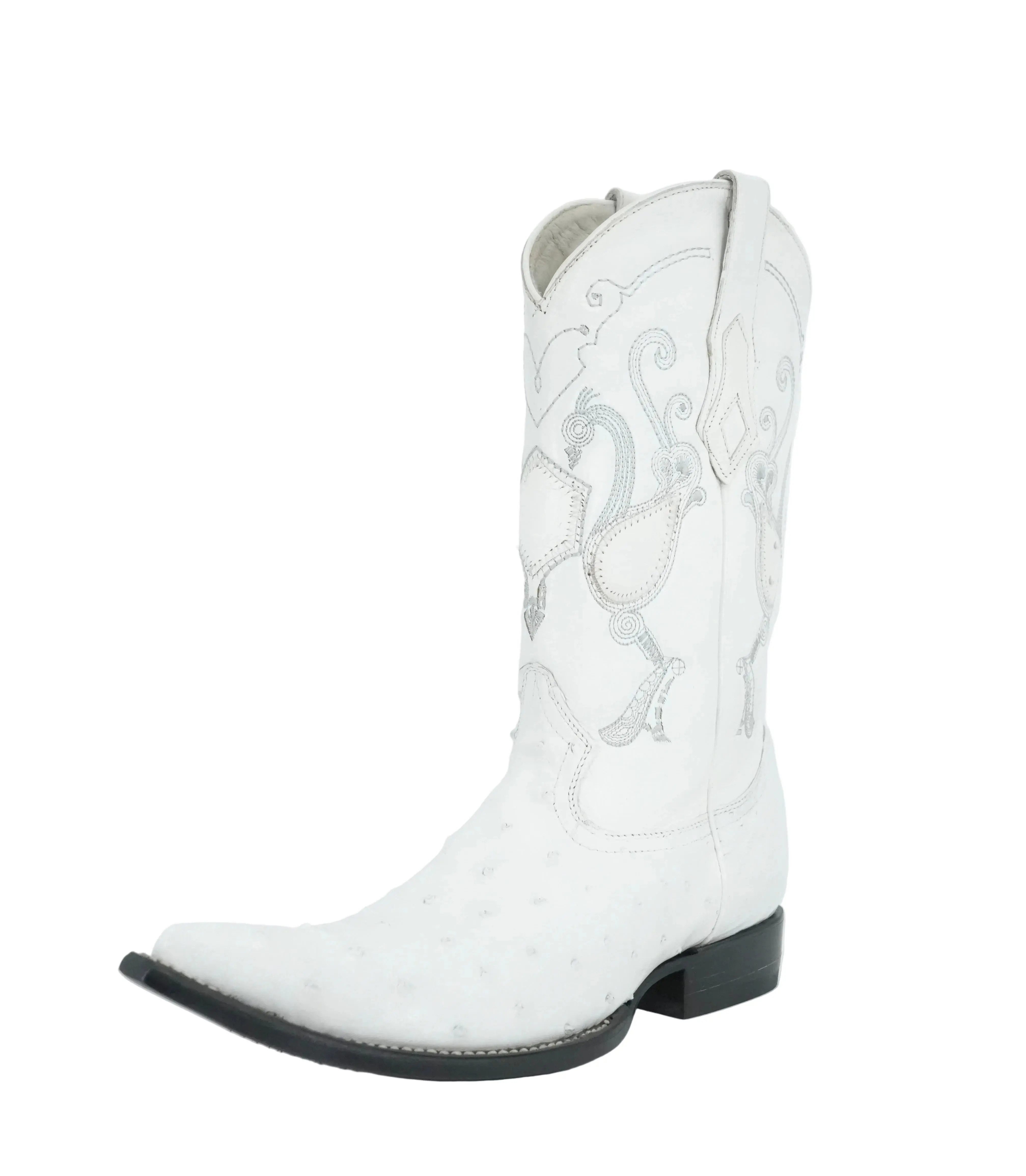 Cuadra Men's Genuine Ostrich Snip Toe Boot - White