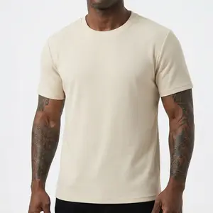 Men's Premium Waffle Knit T-Shirt - Relaxed Fit Short Sleeve Crewneck, Breathable & Soft Summer Tee, Solid Color Casual Top