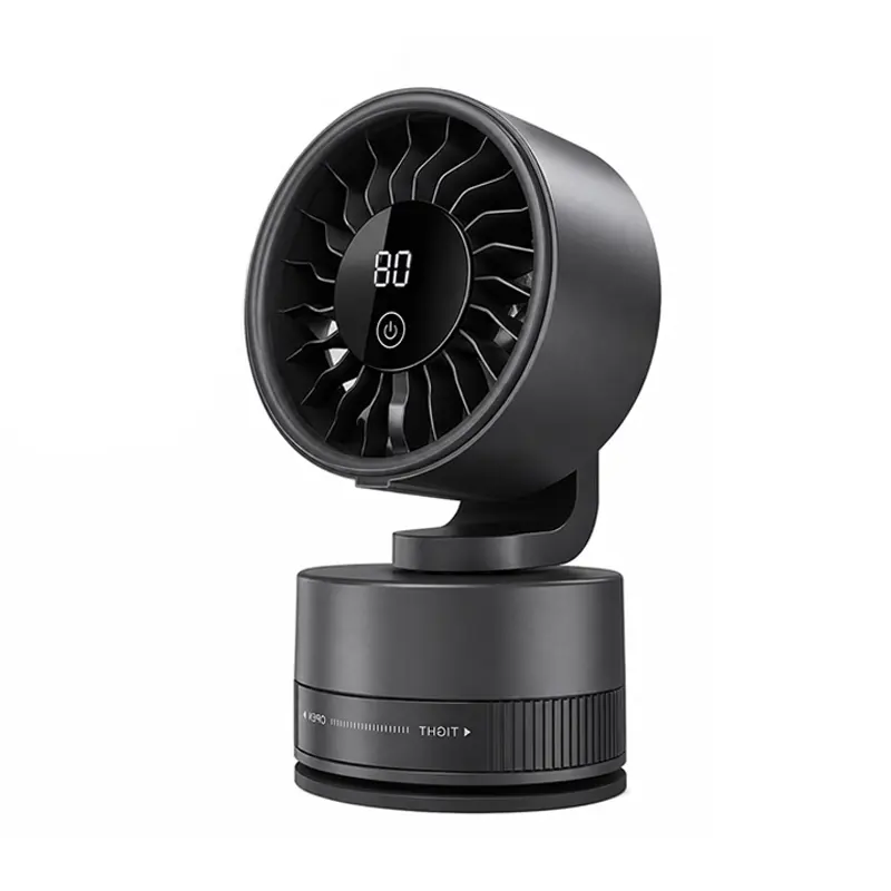 Desk & Wall Mount Fan, USB Rechargeable with Strong Suction Cup Base, Sticks Firmly on Smooth Surfaces, LED Digital Display, 6 Speeds, Quiet Operation, Adjustable Angle for Kitchen, Bathroom, Office & RV