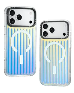 ORNARTO Prism for iPhone 17 Pro/17 Pro Max Case Iridescent, Color Changing/Gradient Effect, Vertical Lines Design, Compatible with MagSafe, Shockproof and Scratch-Resistant Phone Case