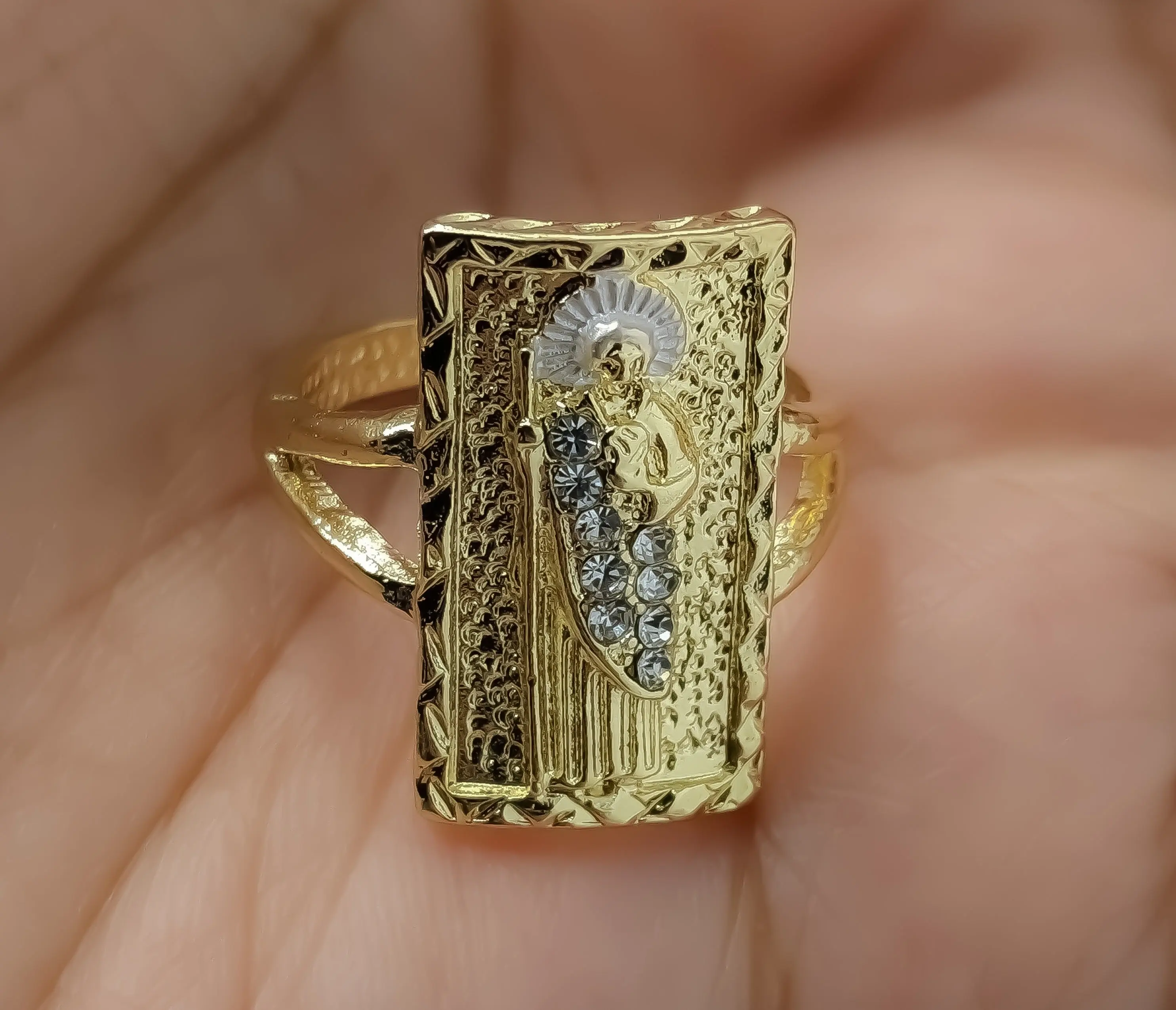 Plated Adjustable Saint Jude Ring