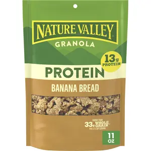 Protein Granola with Banana Bread Flavor, Crunchy Whole Grain Oat Granola Clusters with 13g Protein, Resealable 11 oz Pouch