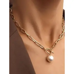 Fashion Faux Pearl Decorated Necklace for Women for Gift, Clavicle Matching Necklace, Stainless Steel Jewelry for Party, Daily Decor, Trendy All-match & Exquisite Jewelry for Birthday Gift