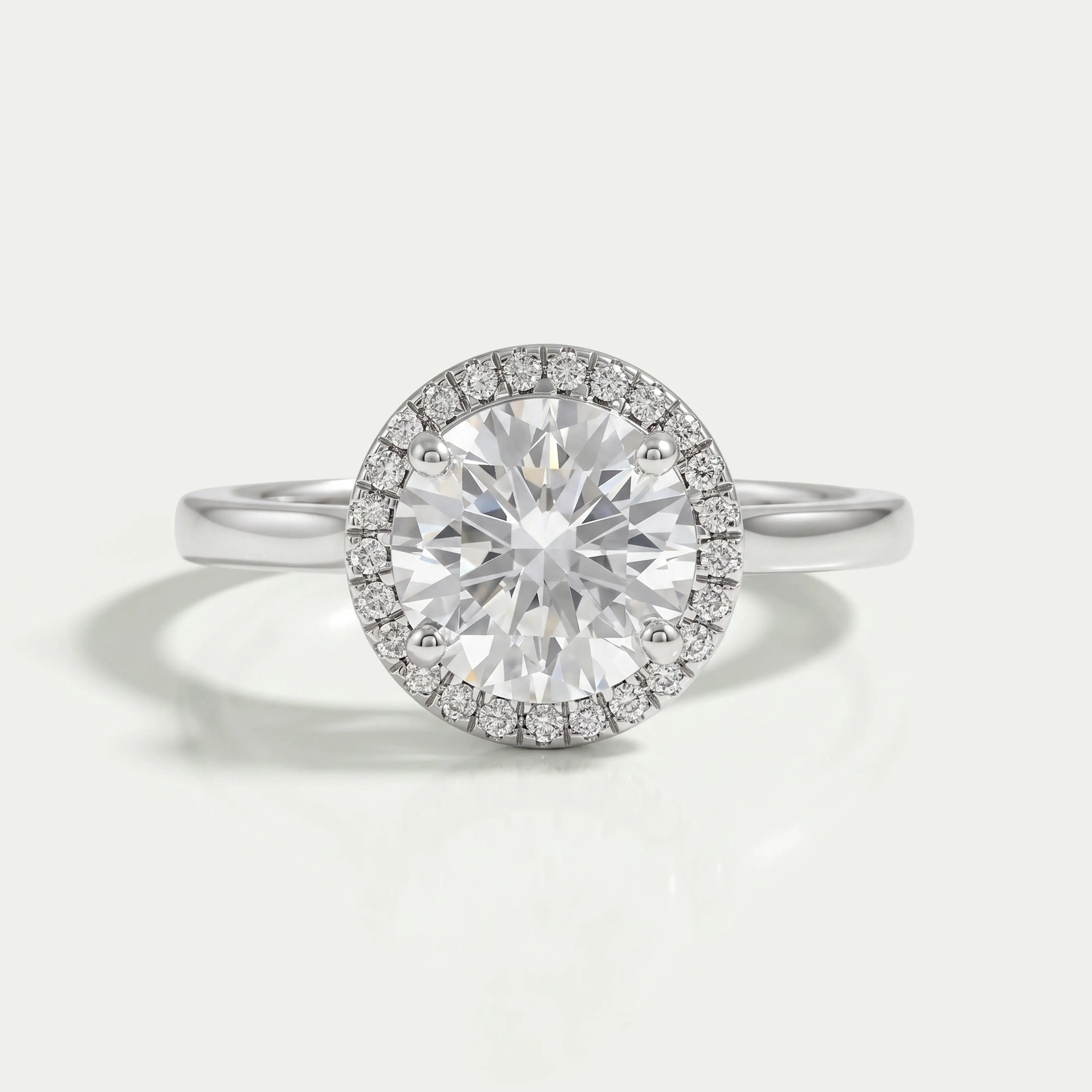 Round Brilliant Cut Halo Diamond Solitaire Engagement Ring