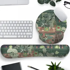F-KBB05  Cute Frog Mouse Pad with Wrist Rest Kawaii Green Decor Pain Relief Mat, Ergonomic Mouse Pad for Desk Computer Keyboard Laptop, Desk Decor Office Accessories for Girl Wrist Rest for Computer Keyboard.