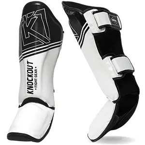 Muay Thai Shin Guards MMA Martial Arts -Padded, Adjustable Leg Guards with Instep Protection for Training and Sparring Gear Kickboxing Equipment – Durable, Professional