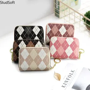 Argyle Plaid Z-Fold Women's Wallet - High-Capacity Card Holder, Zipper Coin Purse, Keychain, Preppy Aesthetic Case for Travel, Back to School, Birthday Gifting, Z-Fold Women's Wallets