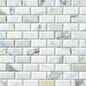 Calacatta Gold  Beveled 2x4 Polished/Honed Marble Mosaic Tile Sample