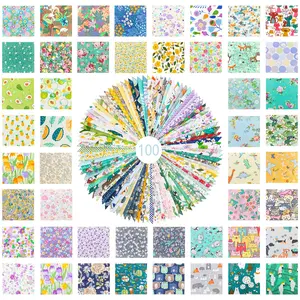 Various Patterns Woven Fabric, 100pcs Patchwork Sewing Fabric for Beginners, DIY Supplies for Home Decor