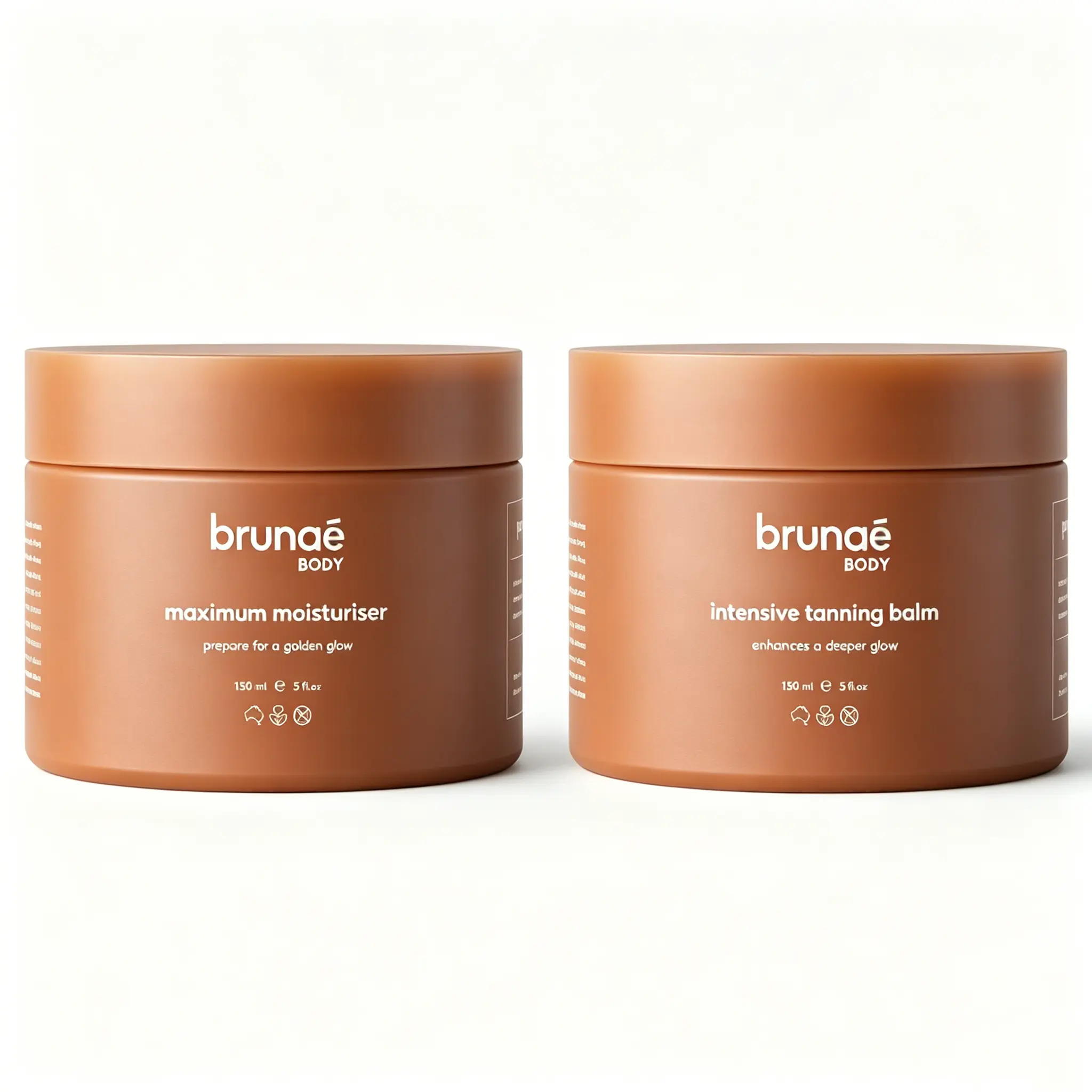 brunaé Body 2-Piece Tanning Set, Maximum Moisturiser Prep + Intensive Deep Glow Tanning Balm 150ml