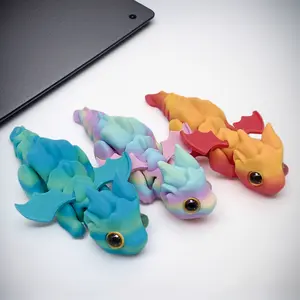 3D Printing Little Flying Dragon Figurine, Indoor Outdoor Statue Decoration Ornament, Unique Birthday Halloween Christmas Gift for Friends Collectors