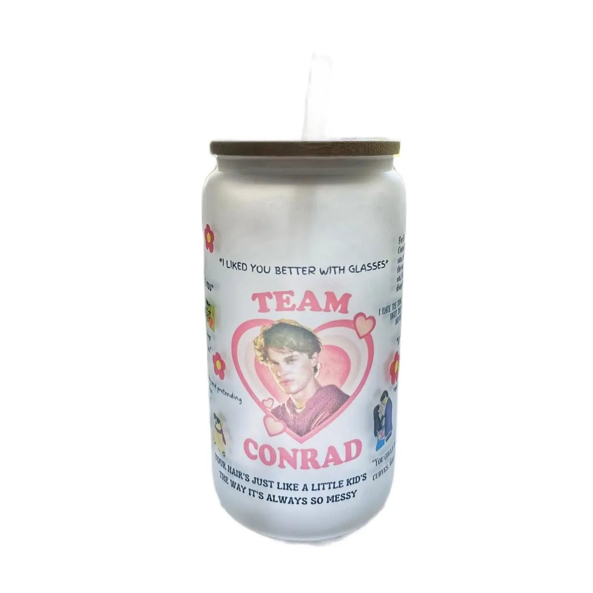 Team Conrad Tumbler Cup Merch TSITP Conrad Fisher Drinkware Reusable glass cup custom glassware Beverage w/ Reusable Straw