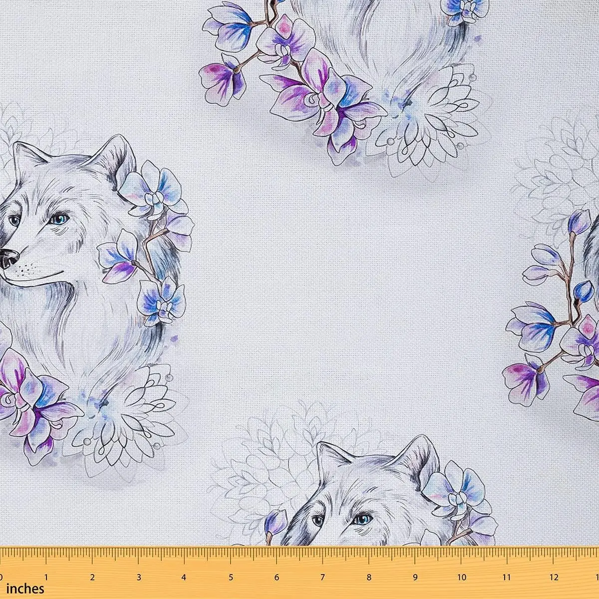 Wolf Fabric by The Yard,Wolves Howling Upholstery Fabric,Animal Wolves Outdoor Fabric,Mountain Moon Wolf Reupholstery Fabric for Chair, Diy Projects, Wolves Pattern