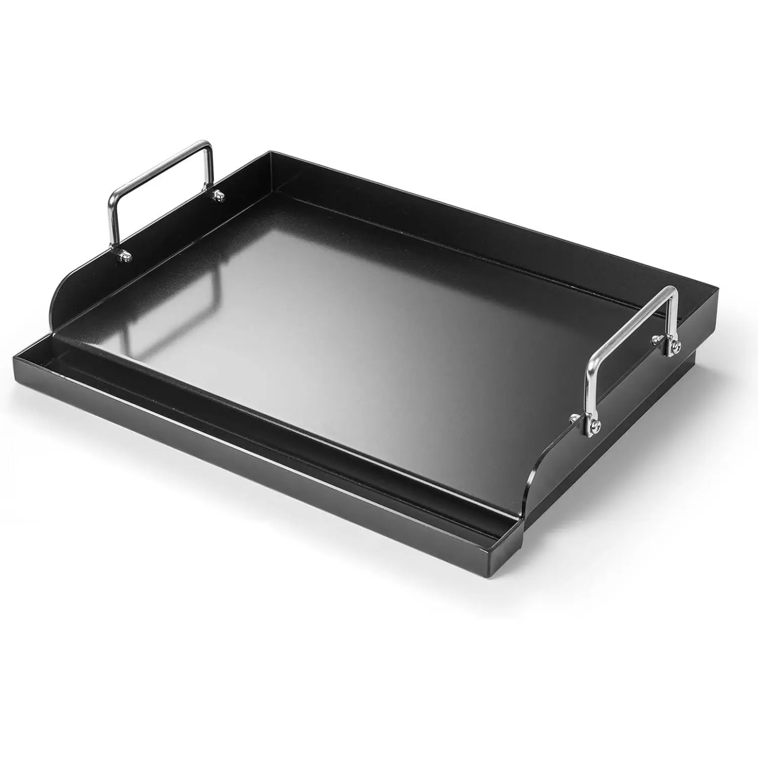17"L X 13'' W Durable Nonstick Iron Metal Flat Top Griddle Insert - Gas Grill/Gas Stove Backyard Barbecue Utensils Accessory with Grease Groove, Detachable Handles for Indoor Use, Tailgating