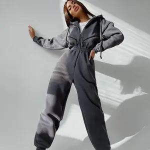 Women’s Wool Jumpsuit One-Piece Hooded Sweatshirt Set High-Waisted Women’s Jumpsuit GARMENTARY