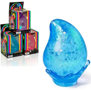ZANOK Dream Drop Squishy Fidget Toys Malt Sugar Filled Slow Rising Sensory Stress Balls for Adults Heavy Duty Glitter Droplet Squeeze Toys for Anxiety Relief Office Desk Easter Basket Stuffers Blue